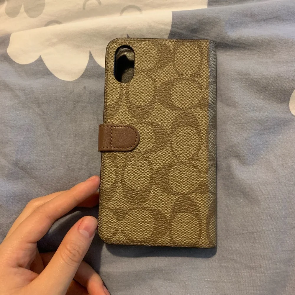 Coach Brown Signature Canvas Folio Phone Case